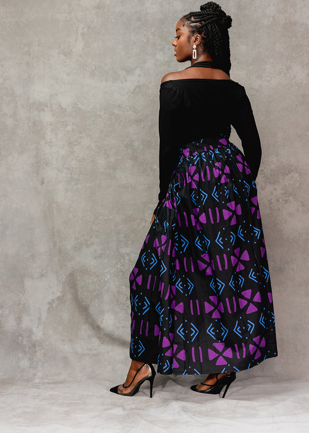 Jemila Women's African Print High-Waisted Pants (Mauve Plum Mudcloth) –  D'IYANU