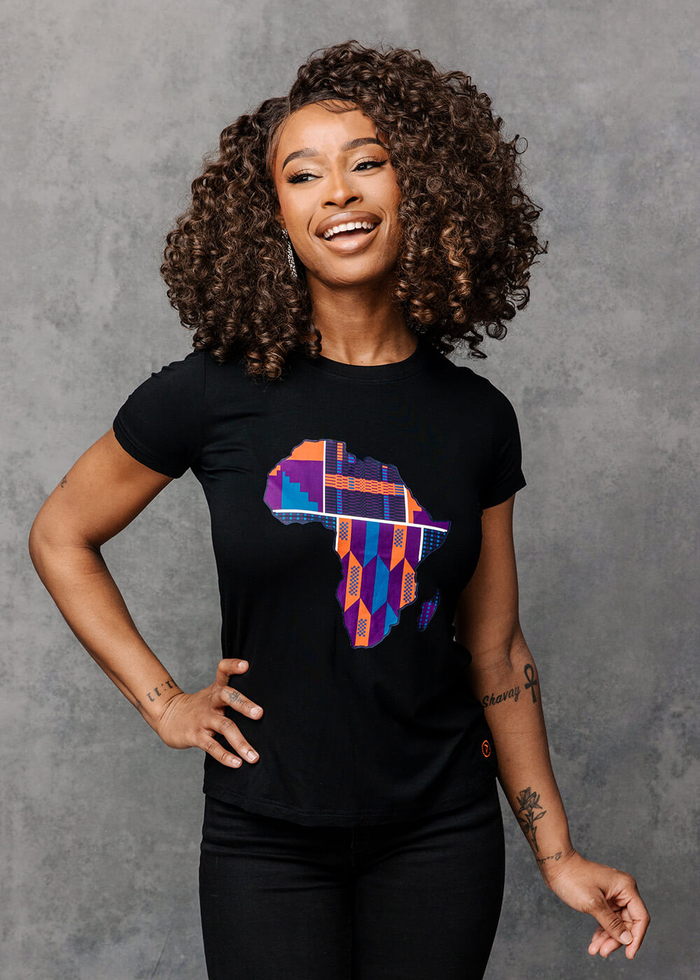 African Print Eve Curved Hem Shirt