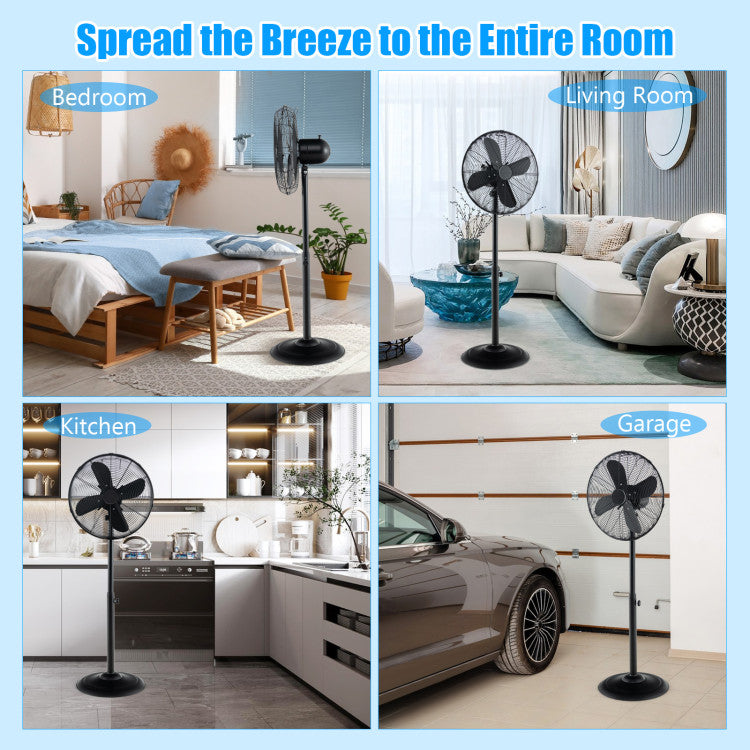 16 Inch Fan 16 Inch Pedestal Standing Fan Oscillating Pedestal Fan with 3 Speeds a ...
