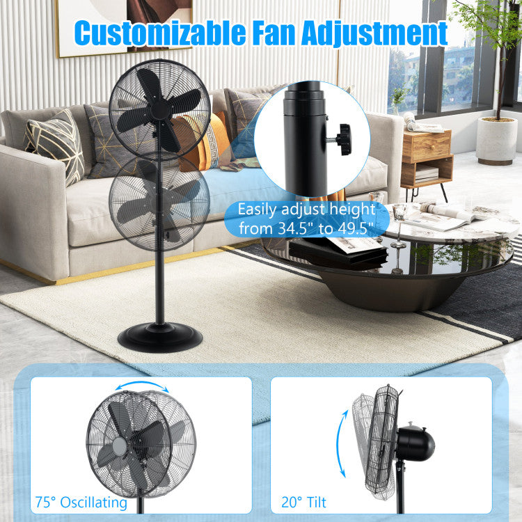 16 Inch Fan 16 Inch Pedestal Standing Fan Oscillating Pedestal Fan with 3 Speeds a ...
