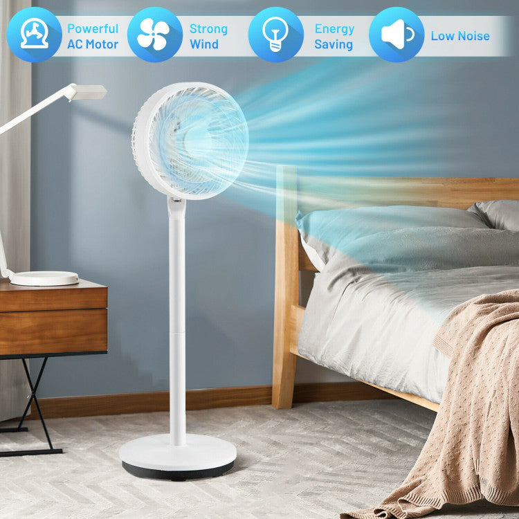 9 Inch Portable Oscillating Pedestal Floor Fan with Adjustable Heights ...