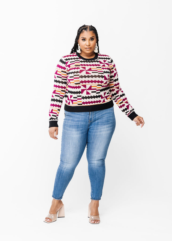 Abani Women's African Print Sweater (Peach Kente) - Clearance