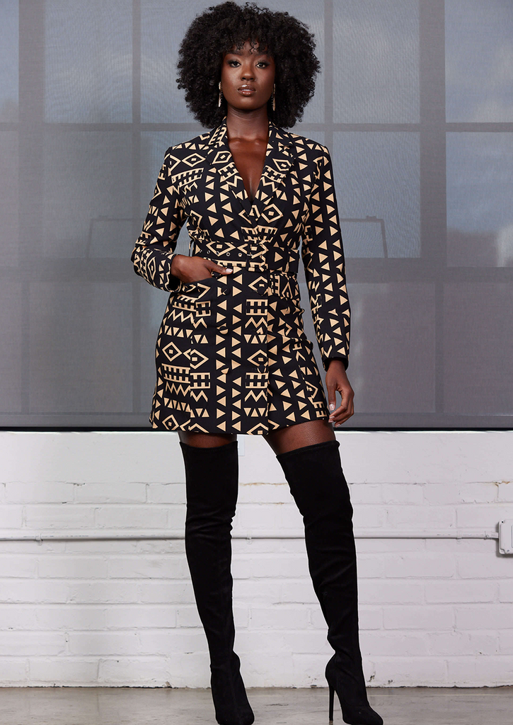Black and top gold blazer dress