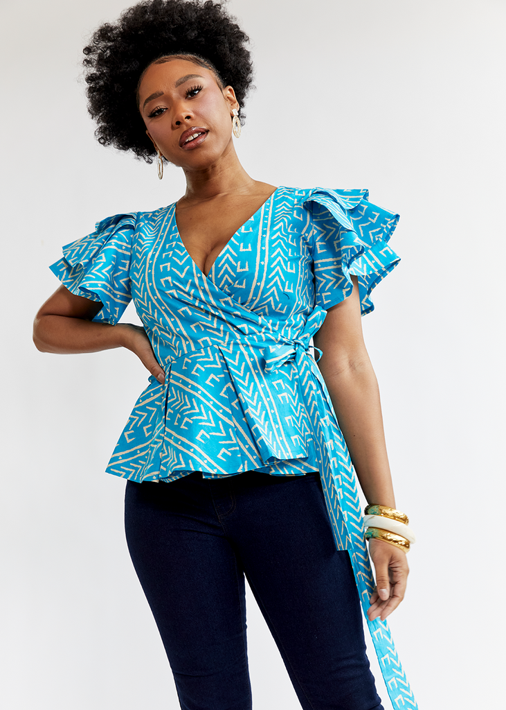 African print peplum sales shirt